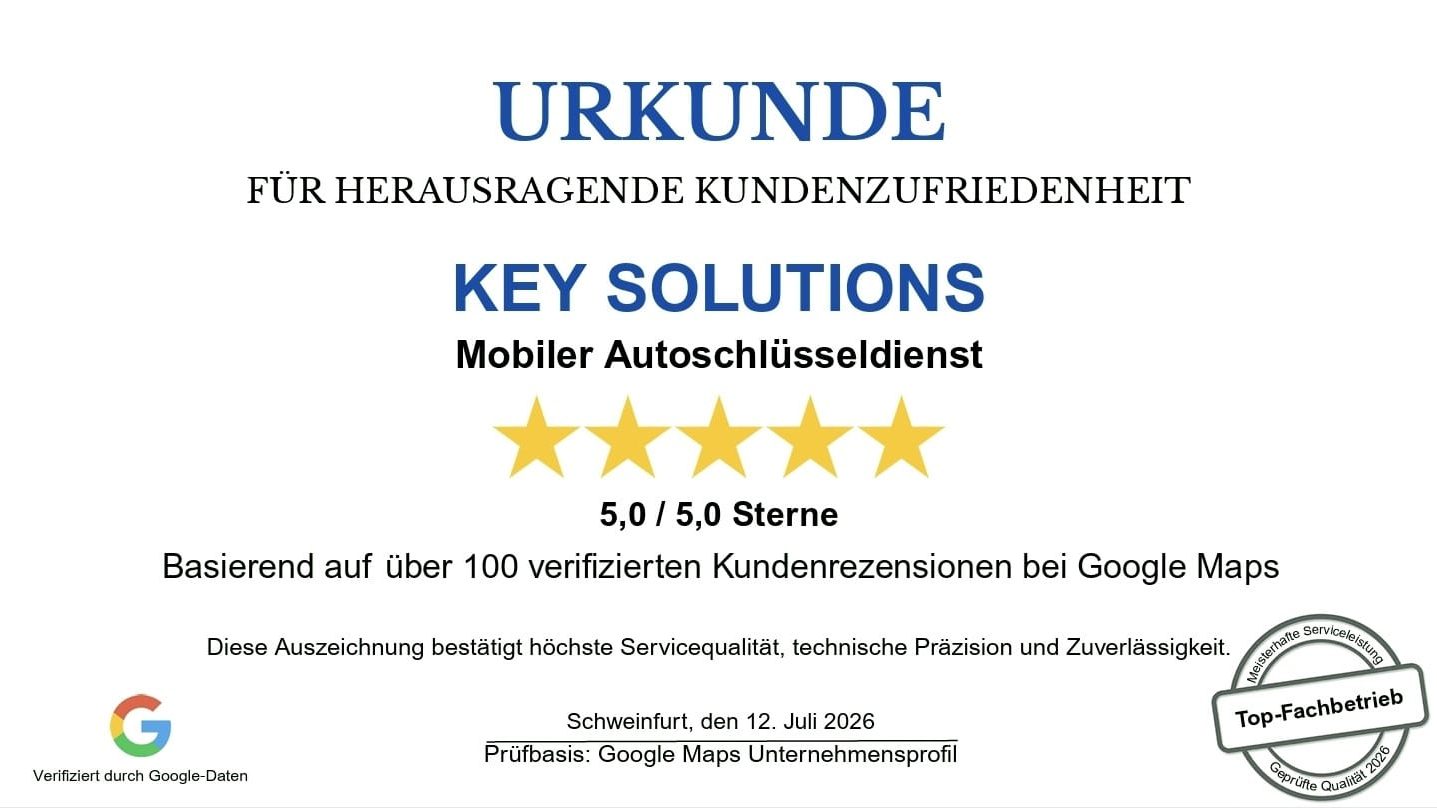 Autoschlüsseldienst in Unterfranken, Oberfranken und Thüringen 